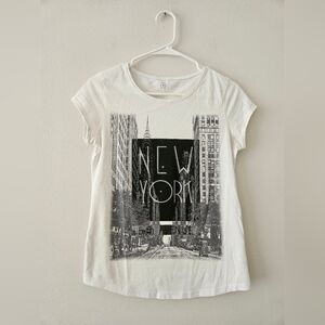 🗽NEW YORK graphic white cotton tee size M 🗽